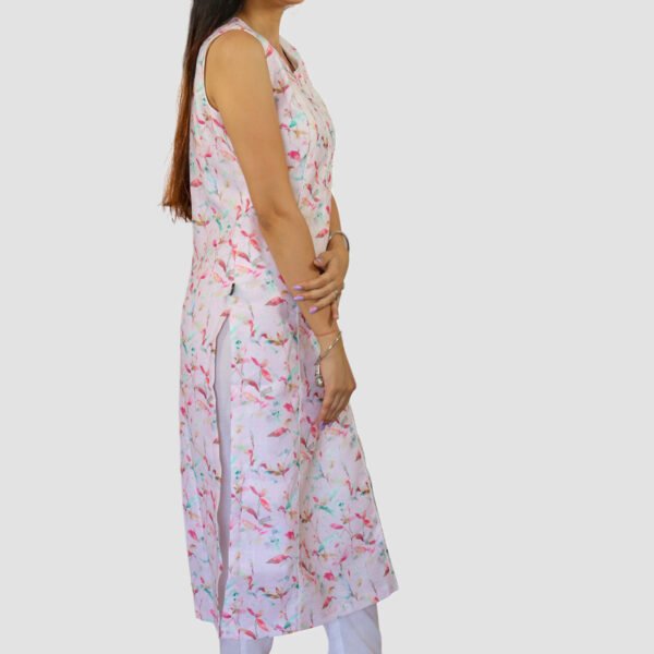 Floral Print A-Line Kurta : Light Pink - Image 3