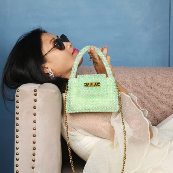 Light Green Beaded Handbag - Image 4