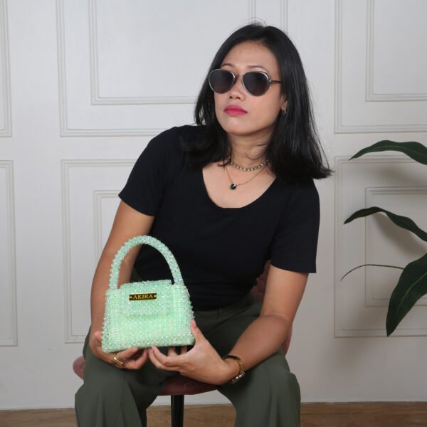 Light Green Beaded Handbag - Image 3
