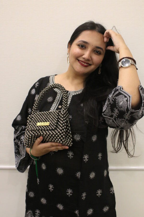 Metallic Beaded Handbag - Image 7